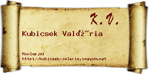 Kubicsek Valéria névjegykártya